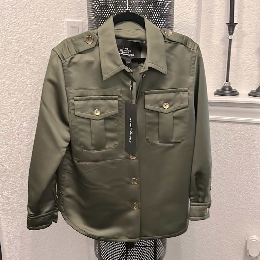 Marc Jacobs The Military green satin gold button with tags